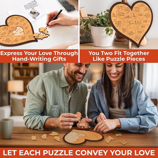 Heart-shaped puzzle - a wooden gift for a first anniversary - perfect for a boyfriend/girlfriend or husband/wife. - Image 3