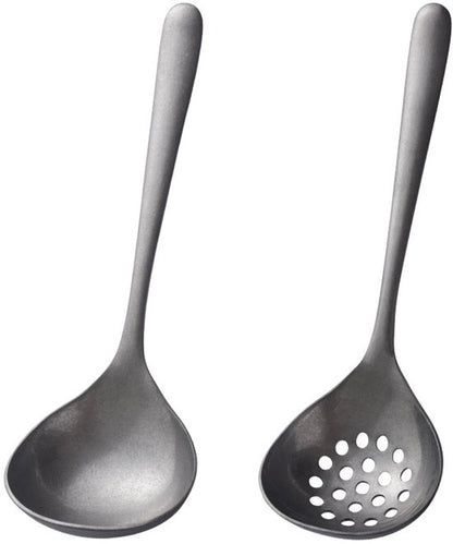 2-piece soup ladle and colander set - Colander with long handle for hot pans - Vintage style - Dishwasher safe - Suitable for sauces and cooking