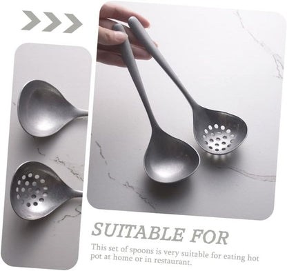 2-piece soup ladle and colander set - Colander with long handle for hot pans - Vintage style - Dishwasher safe - Suitable for sauces and cooking - Image 5