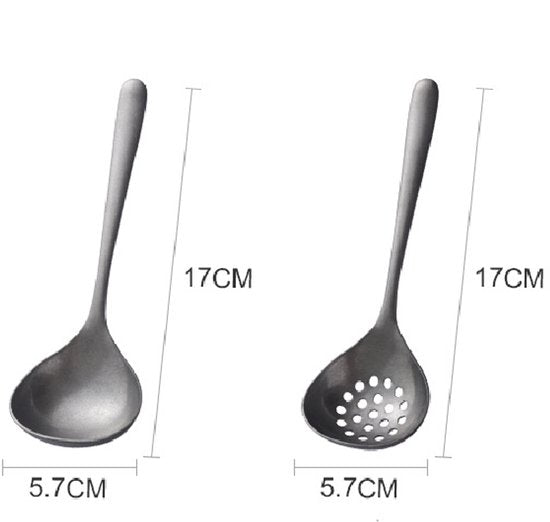 2-piece soup ladle and colander set - Colander with long handle for hot pans - Vintage style - Dishwasher safe - Suitable for sauces and cooking - Image 6
