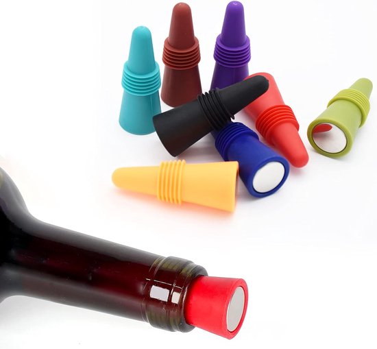 4 Piece Colored Stoppers - Reusable - Silicone Material - With Non-slip Handle, Perfect for Champagne, Keeps Your Drink Fresh - Image 2