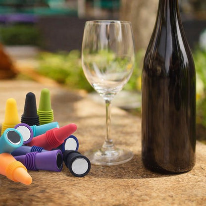 4 Piece Colored Stoppers - Reusable - Silicone Material - With Non-slip Handle, Perfect for Champagne, Keeps Your Drink Fresh - Image 4