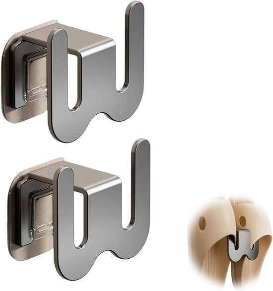 Set of 2 Self-Adhesive Shoe Racks - Space-Saving Storage Shelves - Suitable for bathrooms, bedrooms and RVs; perfect for storing slippers and sneakers（Grey）