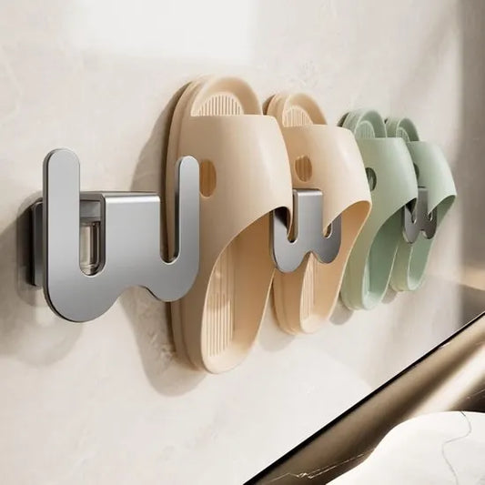Set of 2 Self-Adhesive Shoe Racks - Space-Saving Storage Shelves - Suitable for bathrooms, bedrooms and RVs; perfect for storing slippers and sneakers（Grey） - Image 4