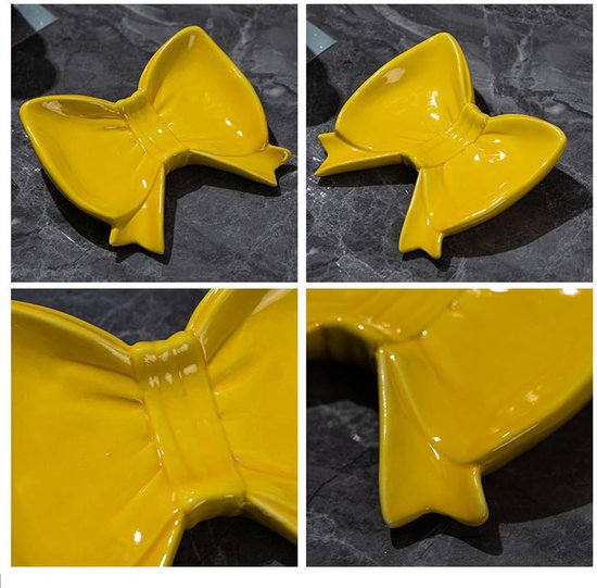 Bow Soap Dish - Ceramic Soap Organizer with Pink Bow - Bathroom Decor, Sponge Holder for Sink, Jewelry Storage Box, Bathroom Countertop Accessories (Yellow) - Image 3