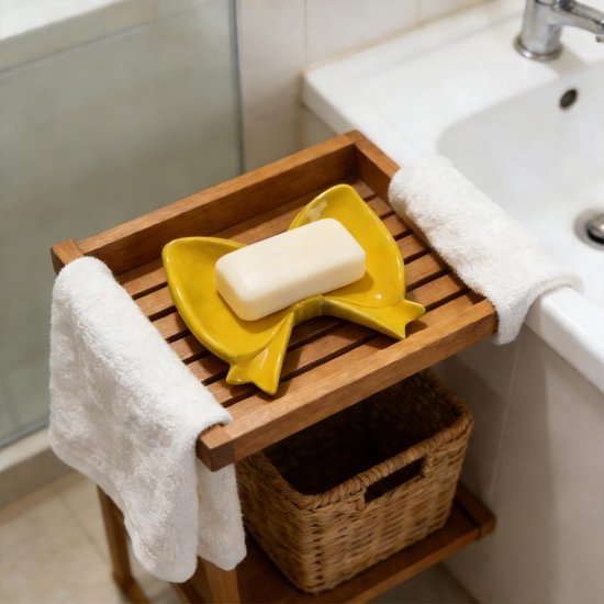 Bow Soap Dish - Ceramic Soap Organizer with Pink Bow - Bathroom Decor, Sponge Holder for Sink, Jewelry Storage Box, Bathroom Countertop Accessories (Yellow) - Image 6