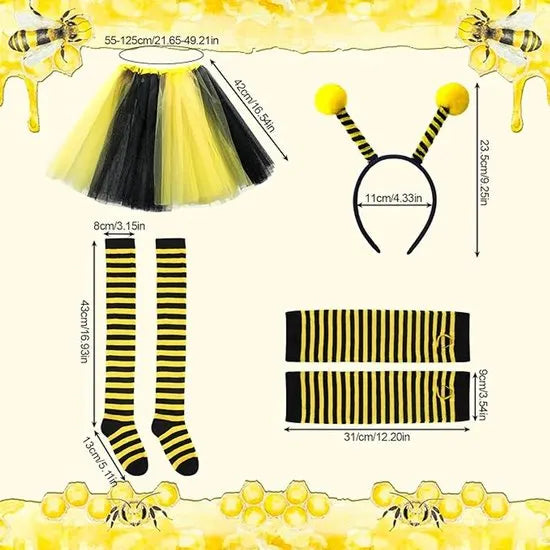 Bee Costume Set for Adults - Complete with Skirt, Headband, Stockings & Gloves - Cosplay & Party Outfit - Hilarious Halloween Costume for Adults - Image 2