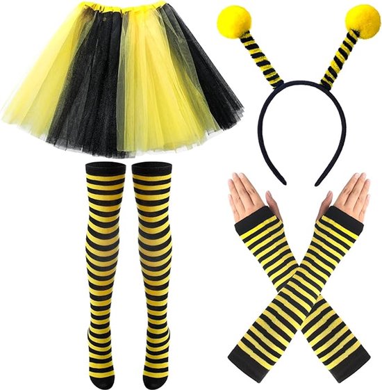 Bee Costume Set for Adults - Complete with Skirt, Headband, Stockings & Gloves - Cosplay & Party Outfit - Hilarious Halloween Costume for Adults - Image 3