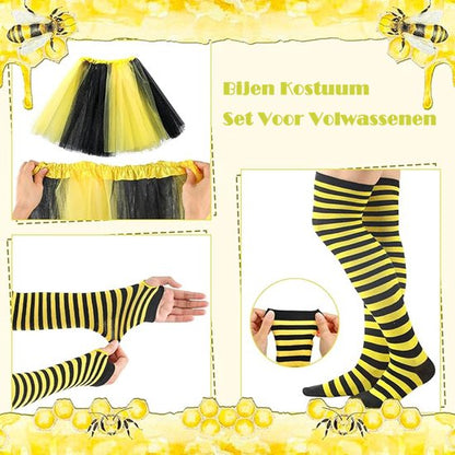Bee Costume Set for Adults - Complete with Skirt, Headband, Stockings & Gloves - Cosplay & Party Outfit - Hilarious Halloween Costume for Adults - Image 4