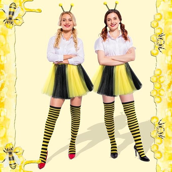 Bee Costume Set for Adults - Complete with Skirt, Headband, Stockings & Gloves - Cosplay & Party Outfit - Hilarious Halloween Costume for Adults - Image 5
