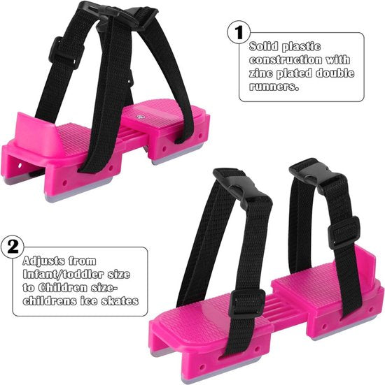 Adjustable Kids' Skates - Double Blade for Stability - With Straps & Shoe Size 16-21 - Blue - Image 3