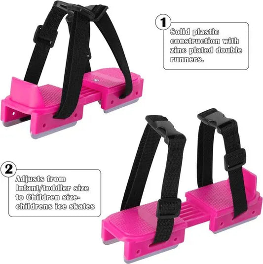 Adjustable Kids' Skates - Double Blade for Stability - With Straps & Shoe Size 16-21 - Pink - Image 3