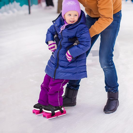 Adjustable Kids' Skates - Double Blade for Stability - With Straps & Shoe Size 16-21 - Pink - Image 6