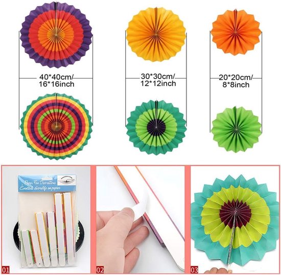 Rainbow Party Decoration Set - Complete with Paper Fans, Honeycomb Balls & Streamers - For Birthdays & Weddings - Image 2
