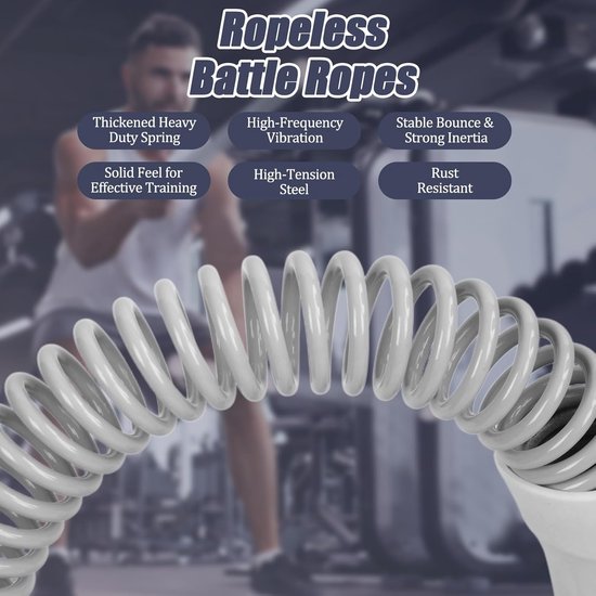 2-Pack Cordless Battle Ropes - Battle Rope - Fitness Rope - Soft Grip - For Home Gym & HIIT - Portable Arm and Core Trainer - Gray - Image 5