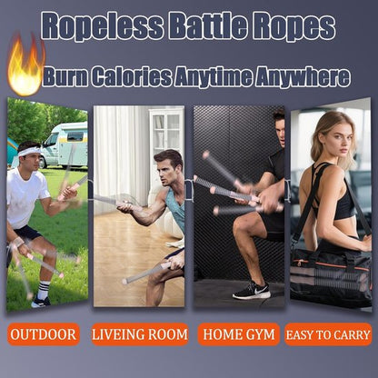 2-Pack Cordless Battle Ropes - Battle Rope - Fitness Rope - Soft Grip - For Home Gym & HIIT - Portable Arm and Core Trainer - Pink - Image 2