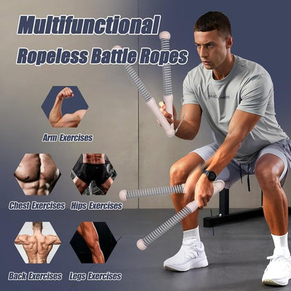 2-Pack Cordless Battle Ropes - Battle Rope - Fitness Rope - Soft Grip - For Home Gym & HIIT - Portable Arm and Core Trainer - Pink - Image 4