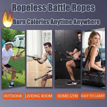2-Pack Cordless Battle Ropes - Battle Rope - Fitness Rope - Soft Grip - For Home Gym & HIIT - Portable Arm and Core Trainer - Black - Image 3