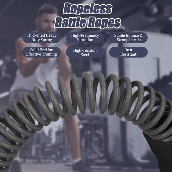 2-Pack Cordless Battle Ropes - Battle Rope - Fitness Rope - Soft Grip - For Home Gym & HIIT - Portable Arm and Core Trainer - Black - Image 4