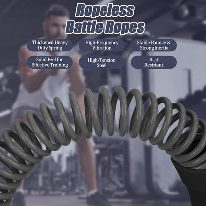 2-Pack Cordless Battle Ropes - Battle Rope - Fitness Rope - Soft Grip - For Home Gym & HIIT - Portable Arm and Core Trainer - Black - Image 4