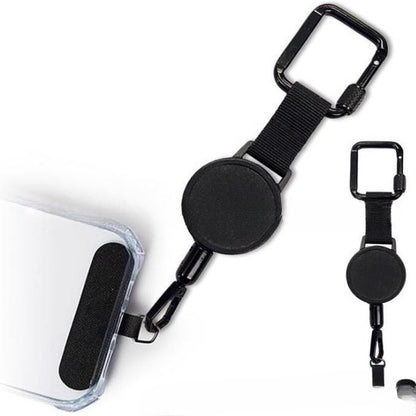 Extendable anti-theft phone buckle - 2-piece - Phone cord with carabiner - Suitable for travel and hiking - Phone accessories - Black - Image 2