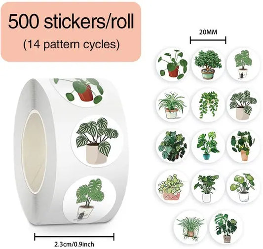 Stickers - 500 sheets - Journaling stickers - Plant stickers - 14 sheets of reusable green stickers with plant curls