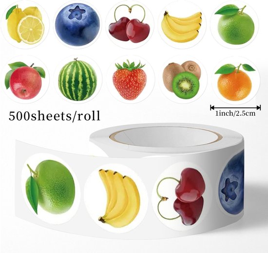 Stickers - 500 stickers - Diary stickers - Laptop decoration stickers - Fruit sticker roll - Image 2