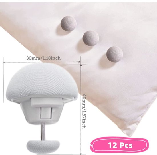 Duvet cover clips - 12 pieces - Duvet cover holders - Non-slip duvet cover clips - Suitable for blankets, sheets, curtains, socks, mattress covers - White - Image 2