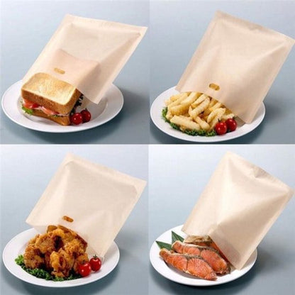 Toaster Bags - Pack of 10 - Reusable Toaster Bags - Heat Resistant Non-Stick Toaster Bags - For Baking Cheese and Snacks - 16.5 x 16 cm - Image 2