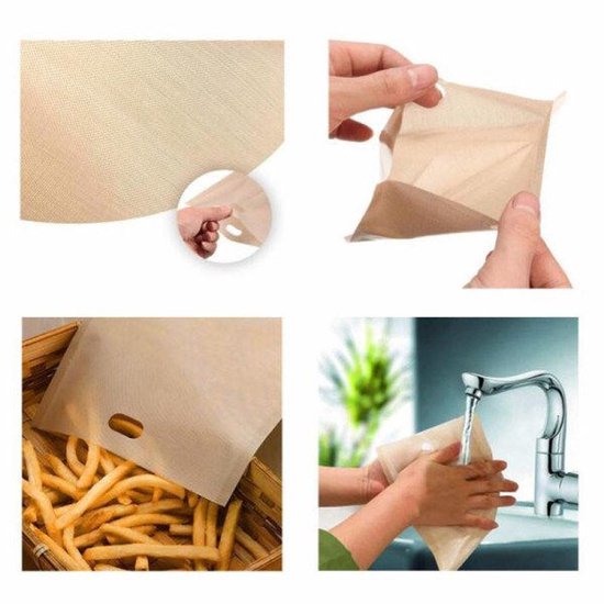 Toaster Bags - Pack of 10 - Reusable Toaster Bags - Heat Resistant Non-Stick Toaster Bags - For Baking Cheese and Snacks - 16.5 x 16 cm - Image 3