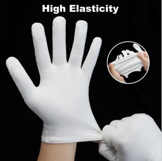 Gloves - 4 pairs - White cotton gloves - Suitable for dry hands - Can be worn while sleeping - High-quality cotton gloves - Unisex white gloves - Gloves with rounded corners - Image 3