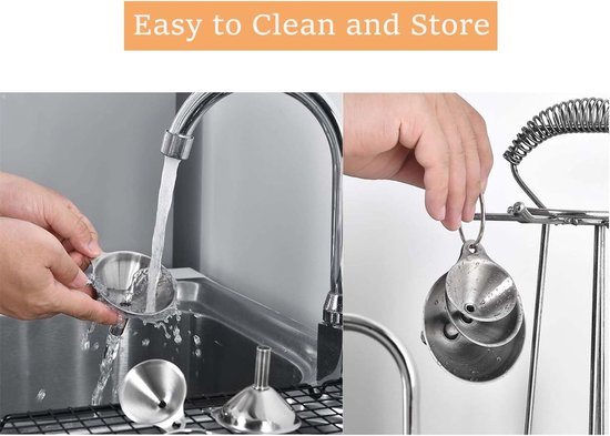 Funnels - Set of 3 - Stainless Steel Funnels - Food Grade Mini Kitchen Funnels - For transferring essential oils and liquids; small funnels for filling bottles, flasks, and boiling. - Image 2