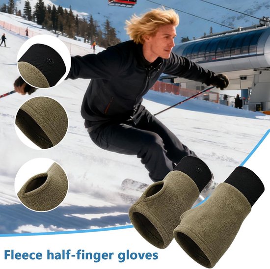 Gloves - Half-finger gloves - Warm winter gloves - Suitable for commuting, office work and driving - Green - Image 4