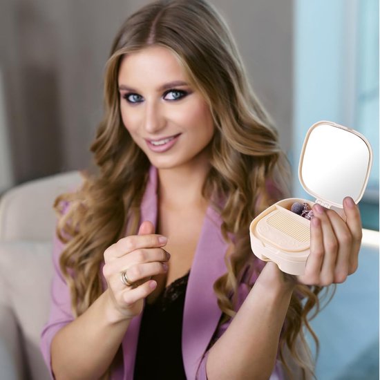 Makeup Mirror - Travel Makeup Mirror - Portable Makeup Mirror with Storage Box - Foldable Compact Mirror with Storage Box - Delicate Storage Box - Image 2