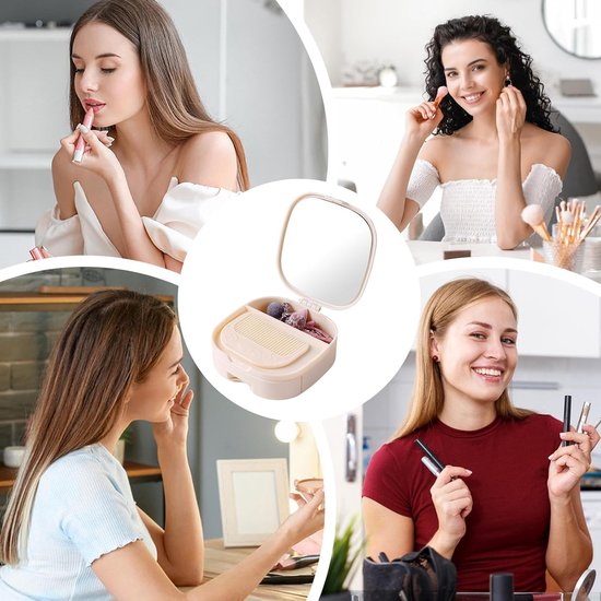 Makeup Mirror - Travel Makeup Mirror - Portable Makeup Mirror with Storage Box - Foldable Compact Mirror with Storage Box - Delicate Storage Box - Image 3