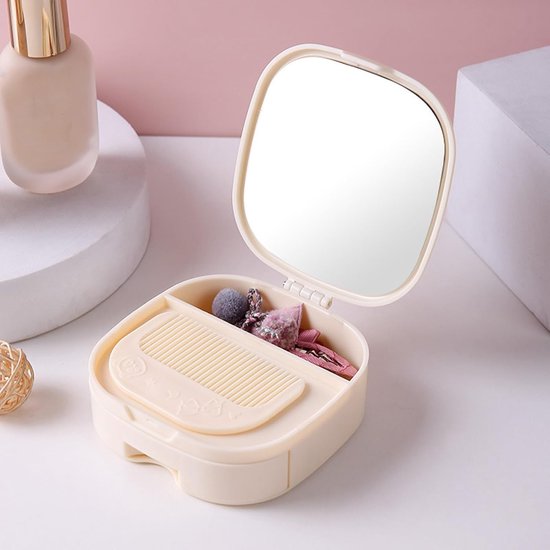 Makeup Mirror - Travel Makeup Mirror - Portable Makeup Mirror with Storage Box - Foldable Compact Mirror with Storage Box - Delicate Storage Box - Image 4