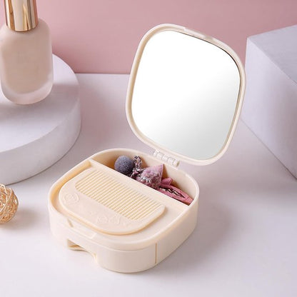 Makeup Mirror - Travel Makeup Mirror - Portable Makeup Mirror with Storage Box - Foldable Compact Mirror with Storage Box - Delicate Storage Box - Image 4