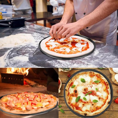 Pizza baking tins - 2 pieces - Non-stick baking tins made of stainless steel - Baking trays for home, kitchen, camping and barbecue - Round baking tins - 24 cm and 26 cm - Image 3