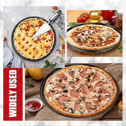 Pizza baking tins - 2 pieces - Non-stick baking tins made of stainless steel - Baking trays for home, kitchen, camping and barbecue - Round baking tins - 24 cm and 26 cm - Image 6