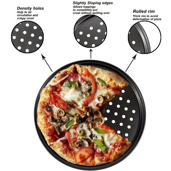 Pizza baking tins - Set of 2 - Stainless steel baking tins with non-stick coating - Suitable for home, kitchen, camping and barbecue - Round baking tins - 28 cm and 32 cm - Image 2