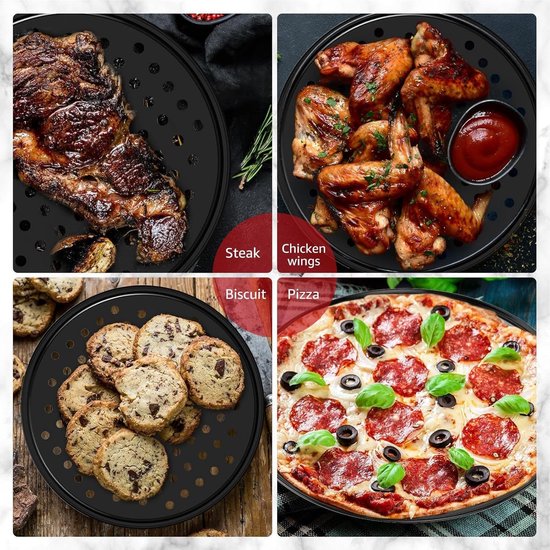 Pizza baking tins - Set of 2 - Stainless steel baking tins with non-stick coating - Suitable for home, kitchen, camping and barbecue - Round baking tins - 28 cm and 32 cm - Image 4