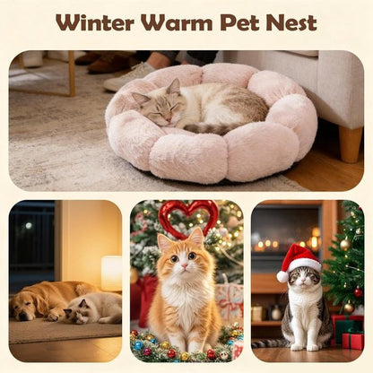 Cat basket - Warm basket for autumn/winter - Round cat basket - Dog mat - Dog basket - Cat basket for home - Pet basket - Pink - 50 cm - Image 4