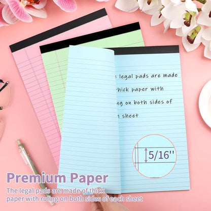 Coloured notepads, set of 3 writing pads 29.5 x 21.4 cm, with micro-perforation and sturdy back, broad lines, 50 sheets per pad, ideal for school, university, office and professional use (blue/pink/green) - Image 4
