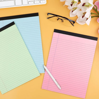 Coloured notepads, set of 3 writing pads 29.5 x 21.4 cm, with micro-perforation and sturdy back, broad lines, 50 sheets per pad, ideal for school, university, office and professional use (blue/pink/green) - Image 5