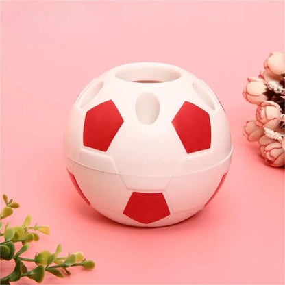 Multifunctional pen holder - football-shaped pen holder - student pen holder - plastic pen holder - storage box for toothpaste and toothbrush - red - Image 2