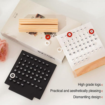 Perpetual calendar - Wooden desk calendar stand - Acrylic desk calendar - Suitable for living room, office, shop, bar - Display of week, month and day (black) - Image 2