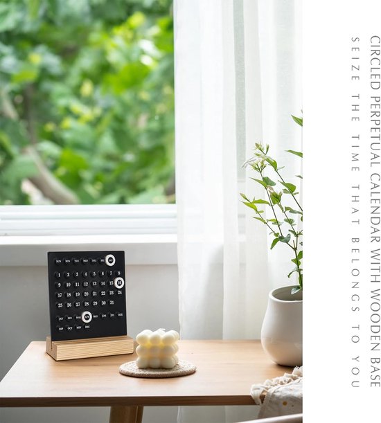 Perpetual calendar - Wooden desk calendar stand - Acrylic desk calendar - Suitable for living room, office, shop, bar - Display of week, month and day (black) - Image 6