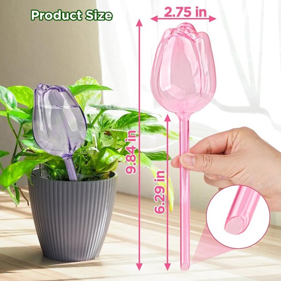 Automatic Watering Balls - 4 Pieces - Tulip-Shaped Automatic Watering Balls - Plant Waterers - Plastic Watering Balls - Suitable for Indoor and Outdoor Plants - Image 5