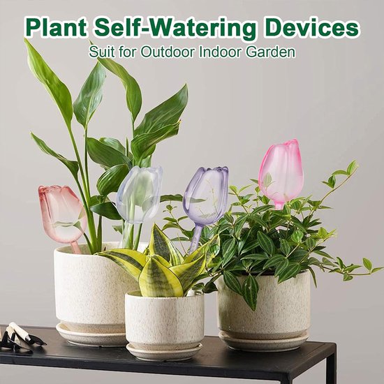Automatic Watering Balls - 4 Pieces - Tulip-Shaped Automatic Watering Balls - Plant Waterers - Plastic Watering Balls - Suitable for Indoor and Outdoor Plants - Image 6