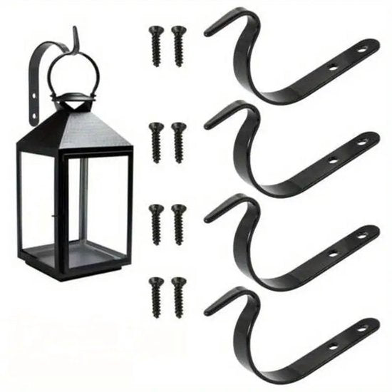 Hanging hooks - Set of 4 - Wall mounting - Suitable for bird feeders - Black - Suitable for indoor and outdoor use - Image 2